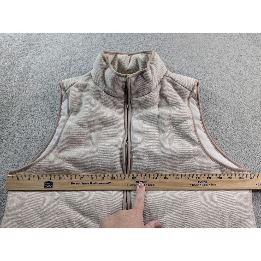 BKE Womens XL Quilted Herringbone Vest Cream Tan Full Zip Puffer - Picture 5 of 10